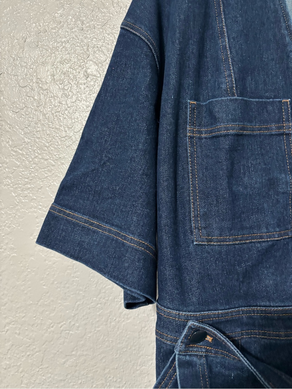 Plus Denim Utility Romper in Dark Blue - Picture 8 of 12